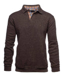 Ethnic Blue Polo Sweater Soft Touch | Mottled Brown - Caswell's Fine Menswear