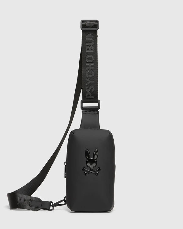 Psycho Bunny Mens Rubberized Crossbody | Black
