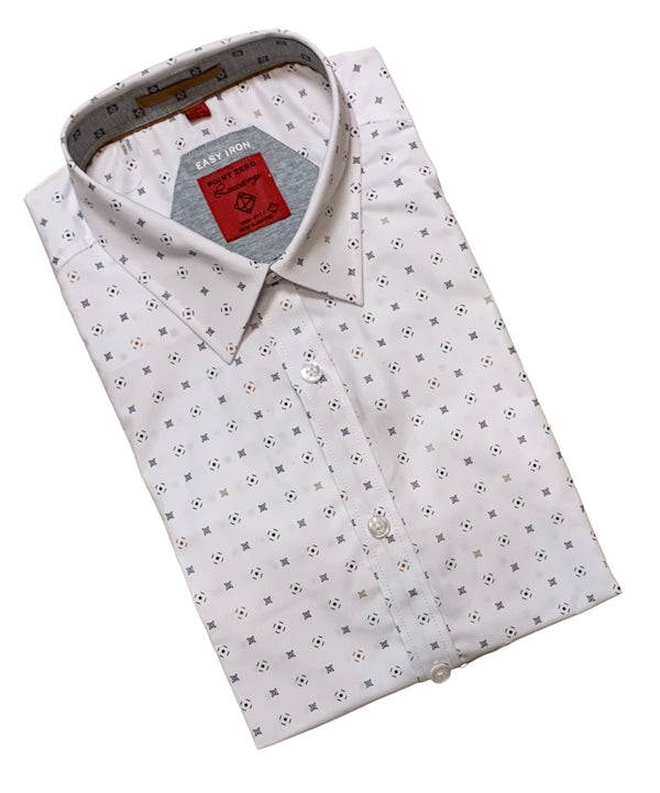 Point Zero Print Shirt, Optic - Caswell's Fine Menswear