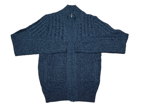 Soul of London Full Zip Sweater, Indigo - Caswell's Fine Menswear