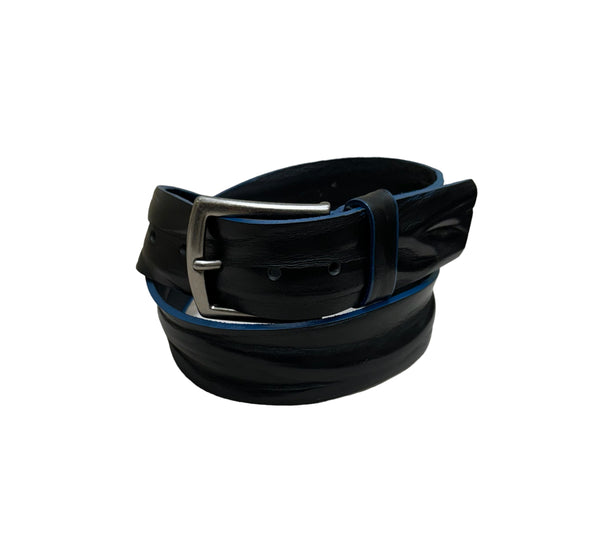 Bench Craft Leather Belt | Black/Navy - Caswell's Fine Menswear