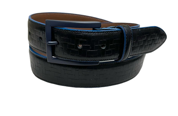 Bench Craft Leather Belt | Black/Navy - Caswell's Fine Menswear