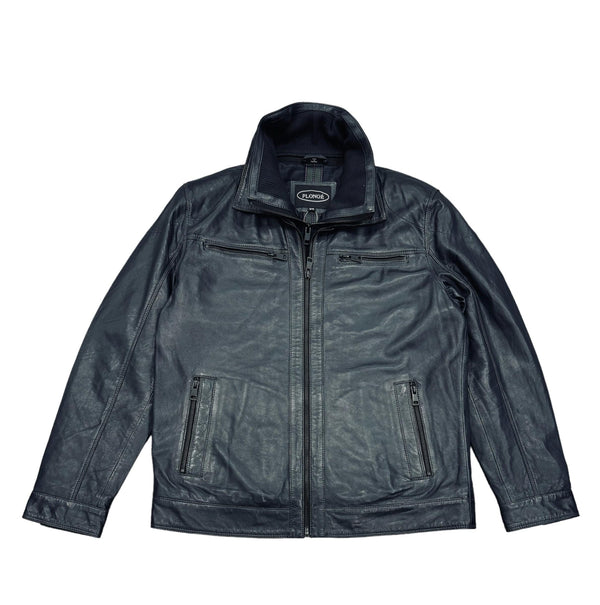 Plonge Leather Coat | Navy - Caswell's Fine Menswear