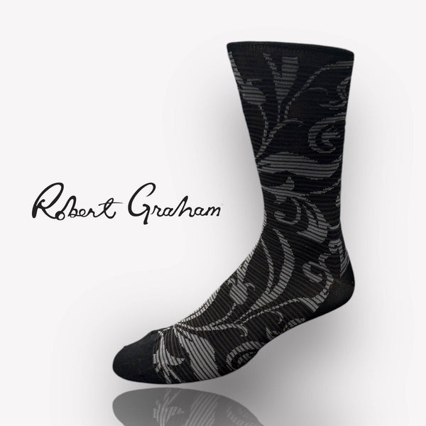 Robert Graham Damask Socks | Black - Caswell's Fine Menswear