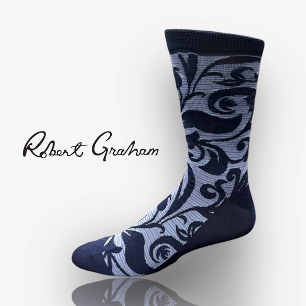 Robert Graham Damask Socks | Navy - Caswell's Fine Menswear