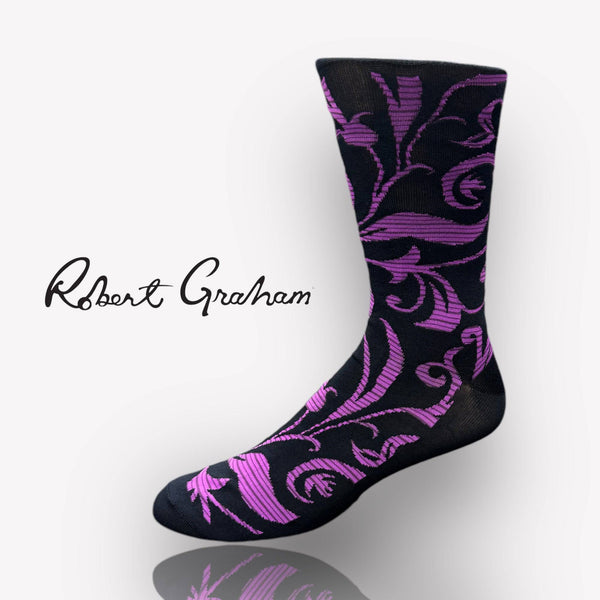 Robert Graham Damask Socks | Purple - Caswell's Fine Menswear