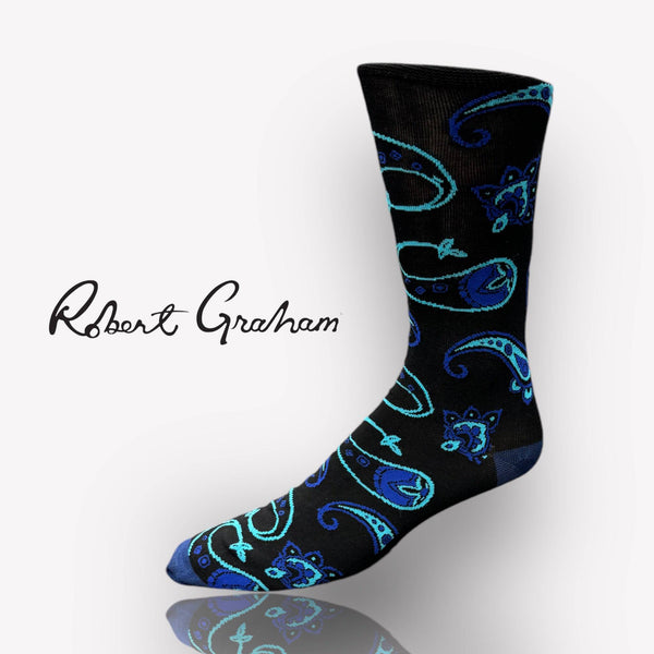 Robert Graham Paisley Socks | Blue - Caswell's Fine Menswear