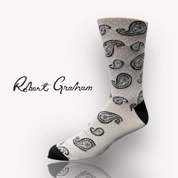 Robert Graham Paisley Socks | Grey/Black - Caswell's Fine Menswear