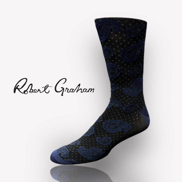 Robert Graham Paisley Socks | Navy/Black - Caswell's Fine Menswear