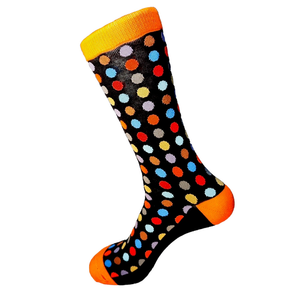 Eldorado Fancy Socks, Black/Orange - Caswell's Fine Menswear