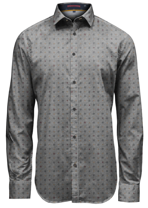 Point Zero Print Shirt, Grey - Caswell's Fine Menswear