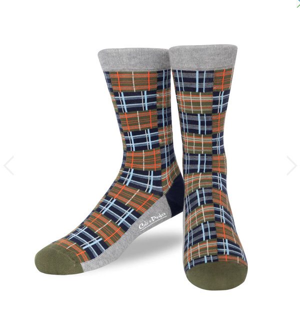 Cole & Parker Socks | Navy/Olive - Caswell's Fine Menswear