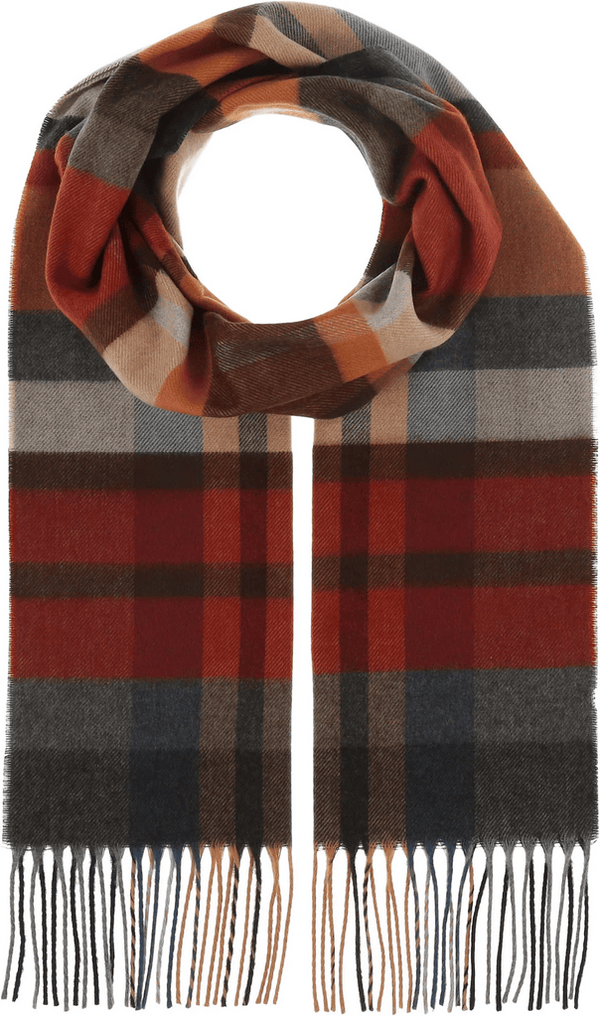 Fraas Grid Cashmink® Scarf | Rust - Caswell's Fine Menswear