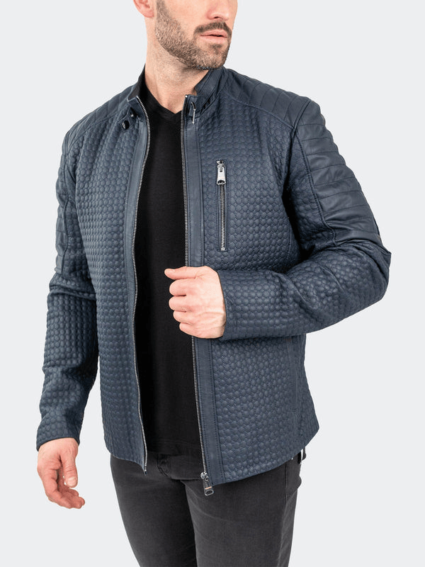 Maceoo Leather Braille | Navy - Caswell's Fine Menswear