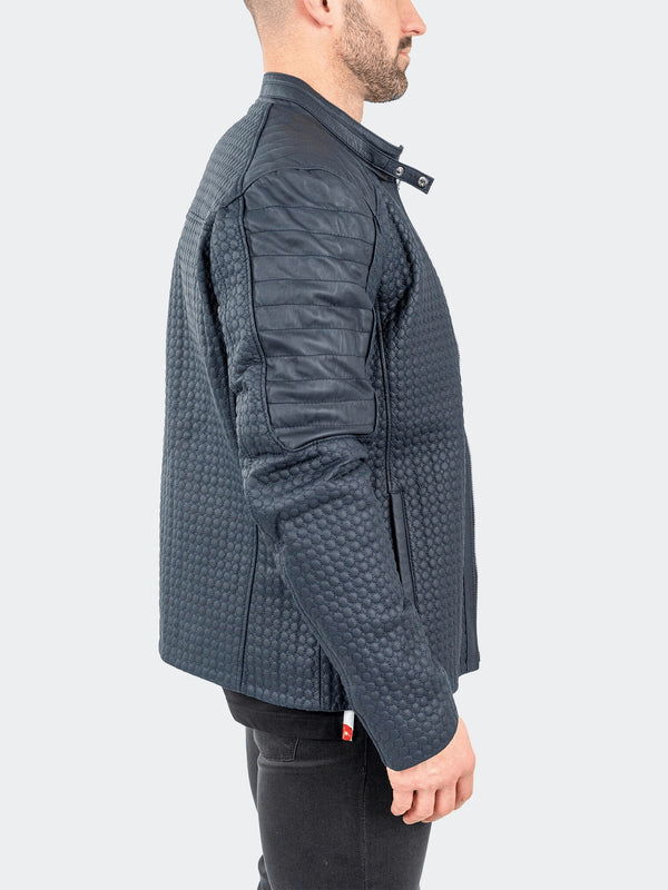 Maceoo Leather Braille | Navy - Caswell's Fine Menswear