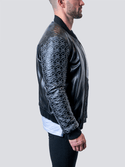 Maceoo Leather Jacket Skull Sleeve | Black - Caswell's Fine Menswear