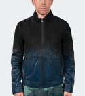 Maceoo Leather Jacket Degrade | Black to Navy - Caswell's Fine Menswear