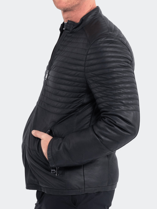 Maceoo Leather Jacket | Matte Black - Caswell's Fine Menswear