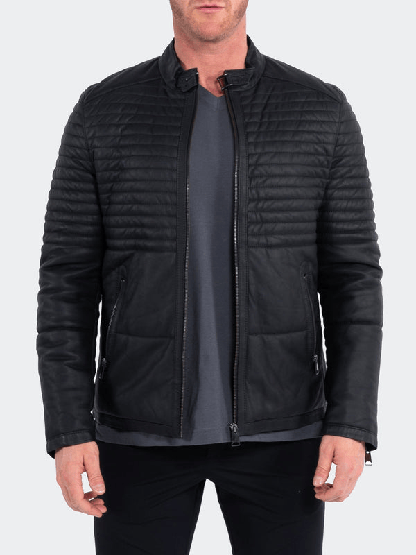 Maceoo Leather Jacket | Matte Black - Caswell's Fine Menswear