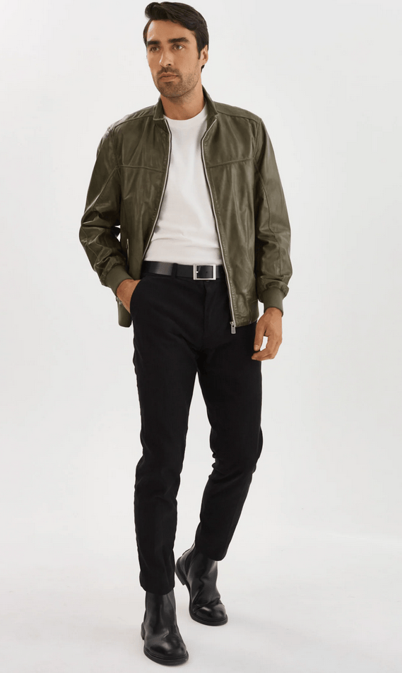Regency RENE Leather Jacket | Green - Caswell's Fine Menswear