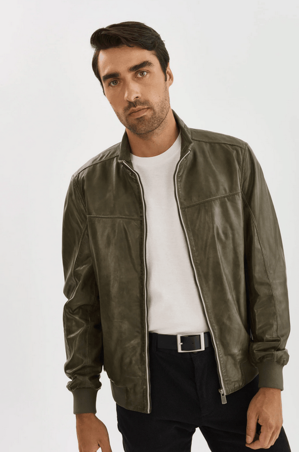 Regency RENE Leather Jacket | Green - Caswell's Fine Menswear