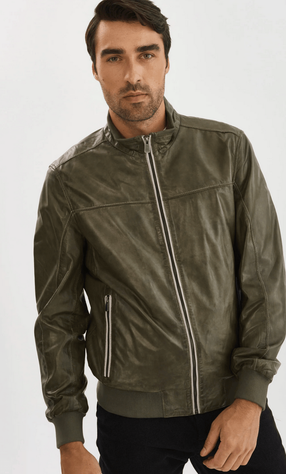 Regency RENE Leather Jacket | Green - Caswell's Fine Menswear