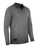 Zimego Long Sleeve Vintage Wash Henley Neck Polo | Charcoal
