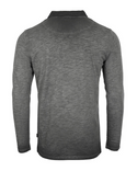 Zimego Long Sleeve Vintage Wash Henley Neck Polo | Charcoal