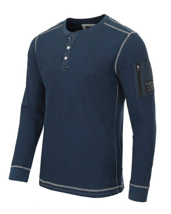 ZIMEGO Men's Casual Long Sleeve Henley Essential Shirt | Navy