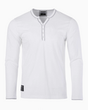 Zimego Modern Henley Shirts Casual Henley V Neck | White