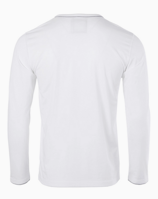 Zimego Modern Henley Shirts Casual Henley V Neck | White