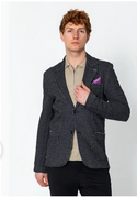 Ron Tomson Raw Edge Patch Pocket Knit Blazer | Black