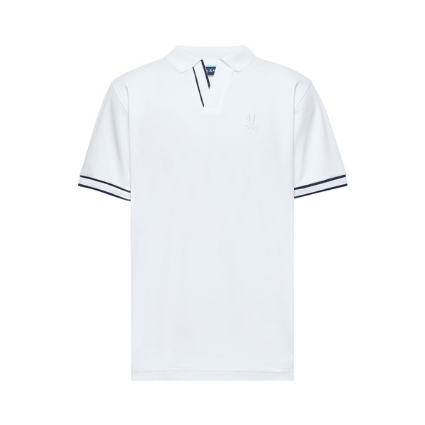 Psycho Bunny Kendall Interlock Johnny Collar Polo | White