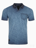 Zimego Vintage Garment Dyed Short Sleeve Polo Shirt | Blue