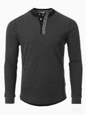 Zimego Men's Long Sleeve Lightweight Thermal Henley | Black