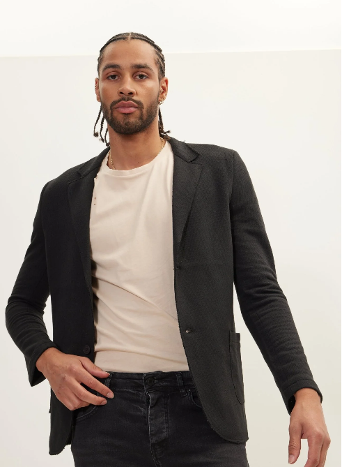 Ron Tomson Modern Cotton Blend Knit Blazer | Black