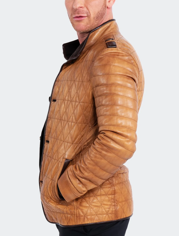 Maceoo Leather Jacket Field Brown