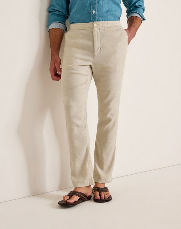 Tommy Bahama Beach Coast Linen-Blend Elastic-Waist Pants | Stone Khaki