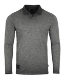 Zimego Long Sleeve Vintage Wash Henley Neck Polo | Charcoal