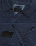 Zimego Long Sleeve Vintage Wash Henley Neck Polo | Navy