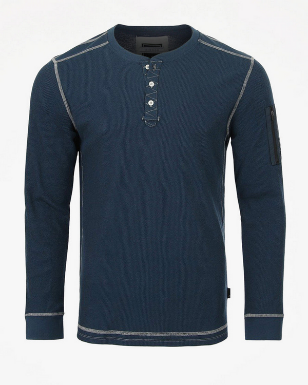 ZIMEGO Men's Casual Long Sleeve Henley Essential Shirt | Navy