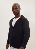 Ron Tomson Knitted Notch Laper Fitted Blazer | Navy