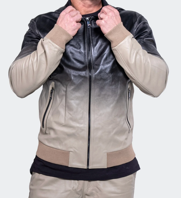 Maceoo Leather Jacket | Grey