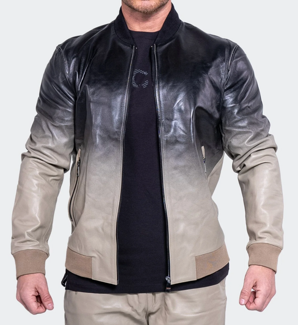 Maceoo Leather Jacket | Grey