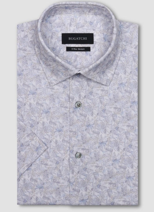 Bugatchi Ooohcotton Short Sleeve Shirt, Platinum - Caswell's Fine Menswear