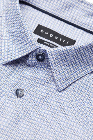 Bugatti Shirt Long Sleeve, White/Blue - Caswell's Fine Menswear