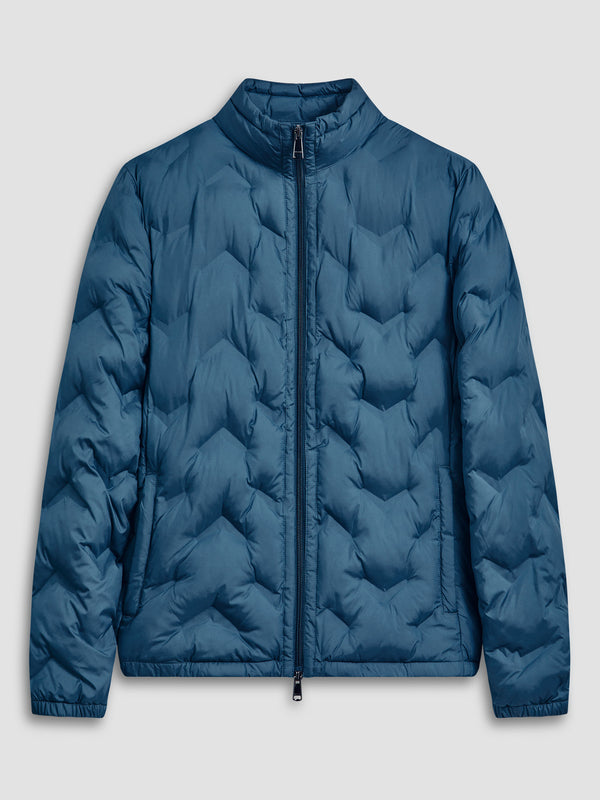 Bugatchi Chevron Quilted Jacket | Teal - Caswell's Fine Menswear