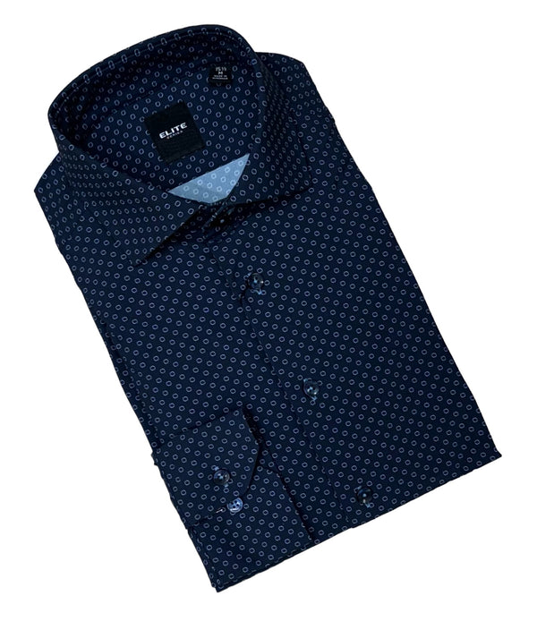Elite Stretch Shirt Long Sleeve | Navy - Caswell's Fine Menswear