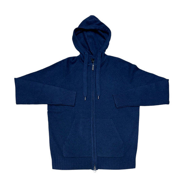 Good Man Cashmere Full Zip Hoodie | Navy - Caswell's Fine Menswear