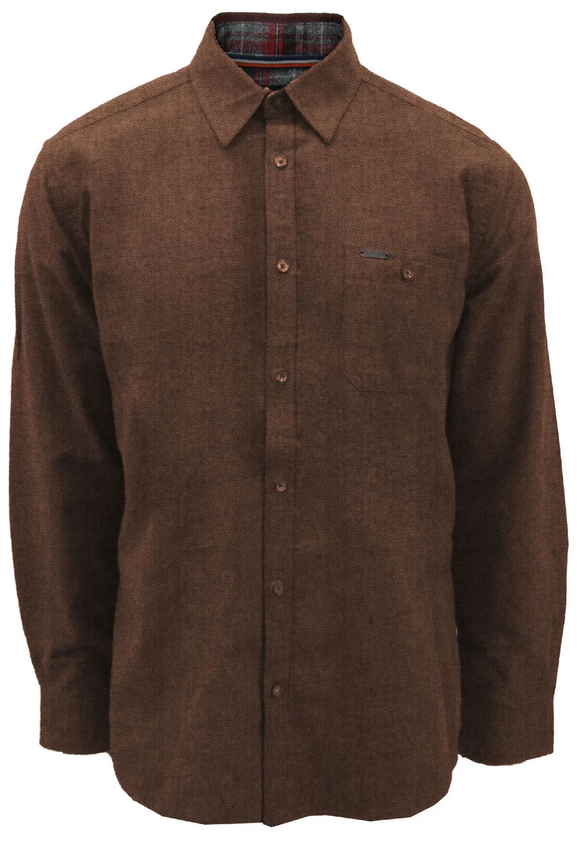 Point Zero KENDRICK Semi-Fit Flannel Cotton Shirt | Bronze - Caswell's Fine Menswear